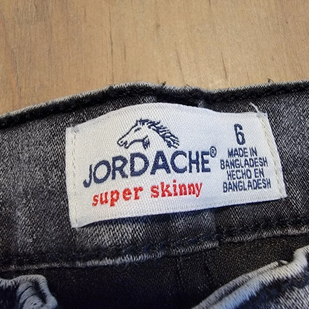 Jordache Girls Black Light Wash‎ Super Skinny Jeans Size 6 EUC